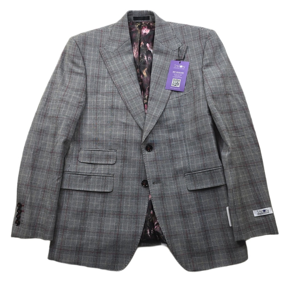 Tayion Montee Holland Sport Coat‎ Mens 38S 38 Plaid Black Red White Blazer NEW